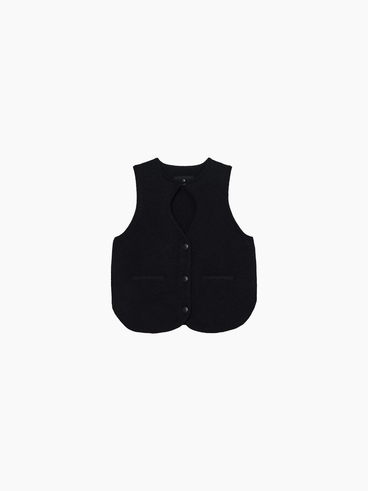 Cut-Out Boat Neck Waistcoat Black