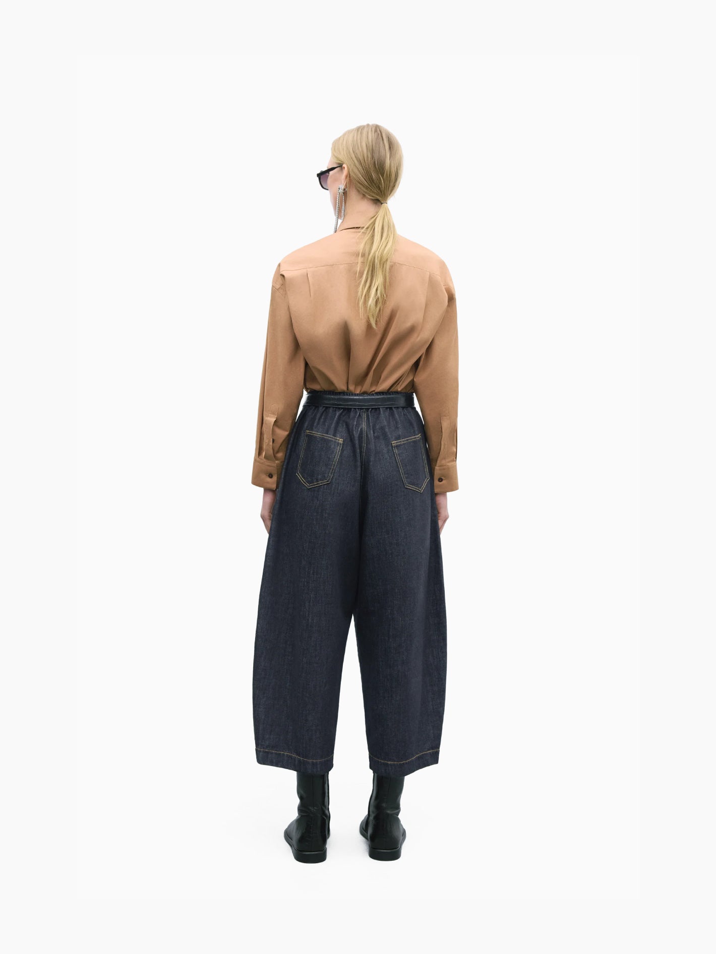 Denim Curved Pants Black