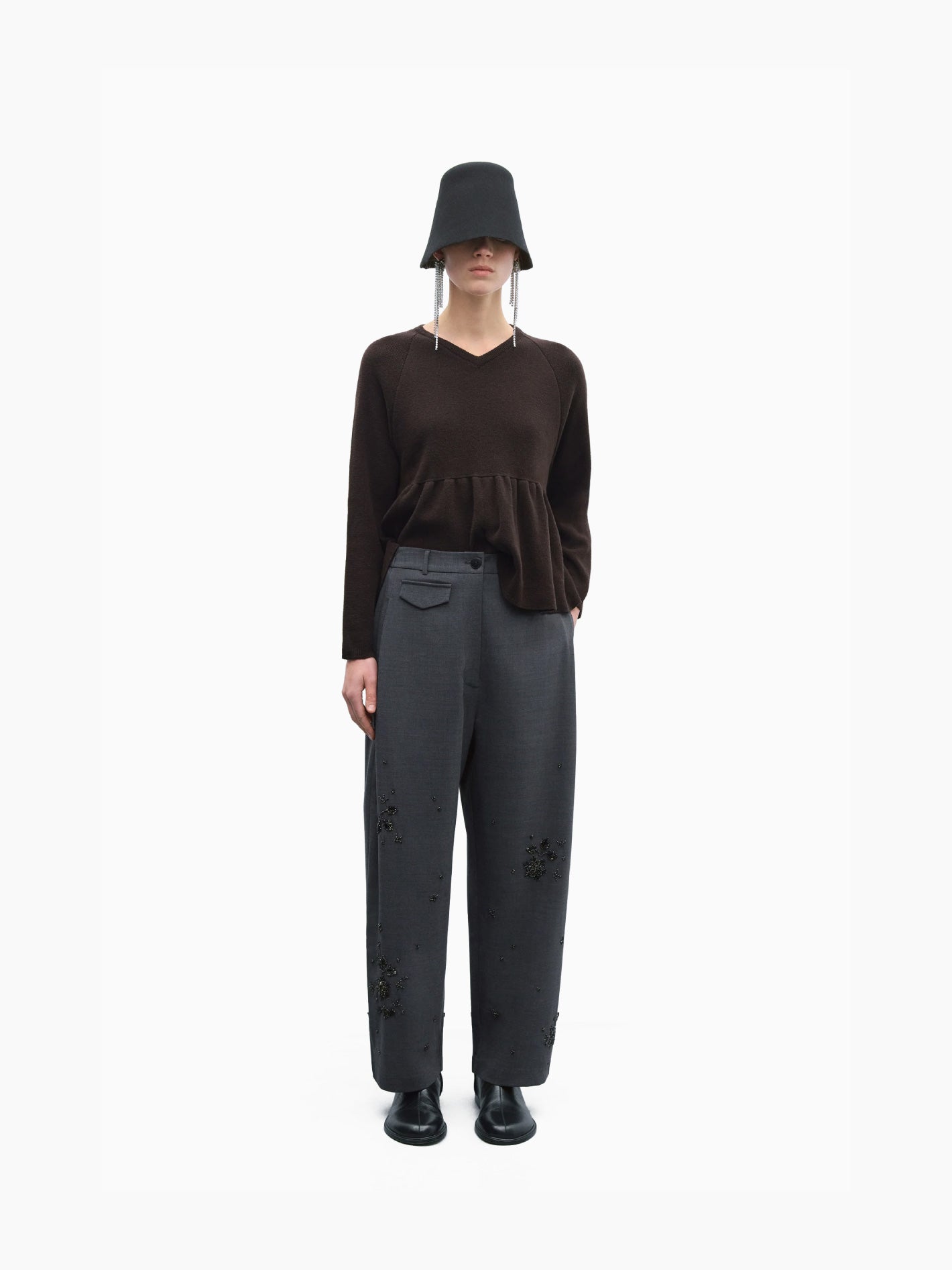 Embellished Tailoring Pants Grey