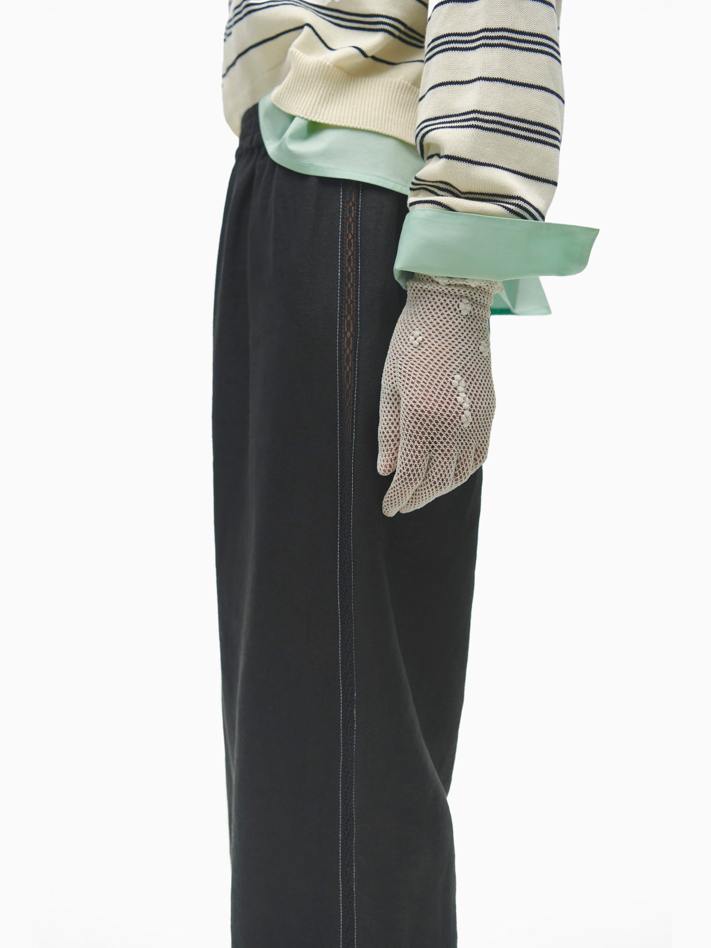 Linen Pants Lace Black