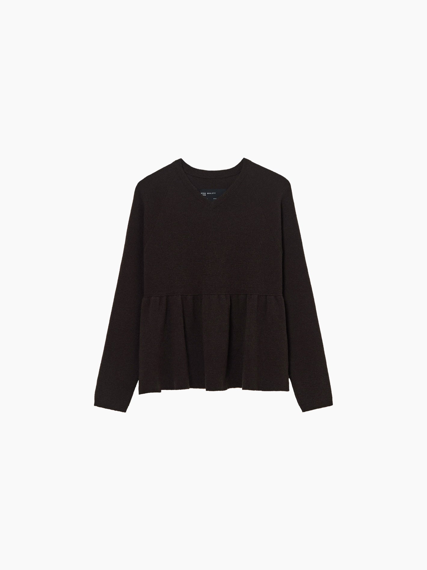 Merino & Cashmere Peplum Top Brown