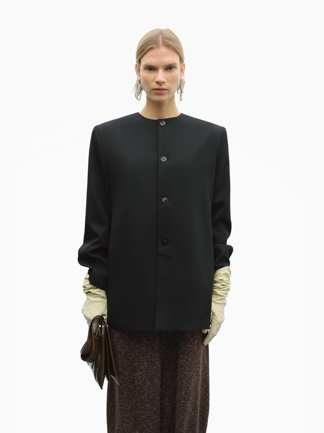 Round-Neck Blazer Black