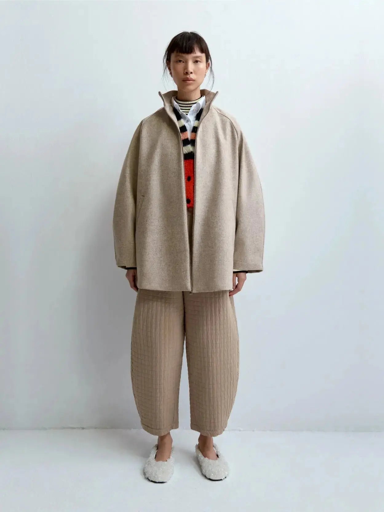 Virgin Wool Utility Jacket Light Taupe Cordera