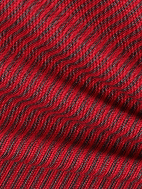 Stripe Boat Neck Long Sleeve Red