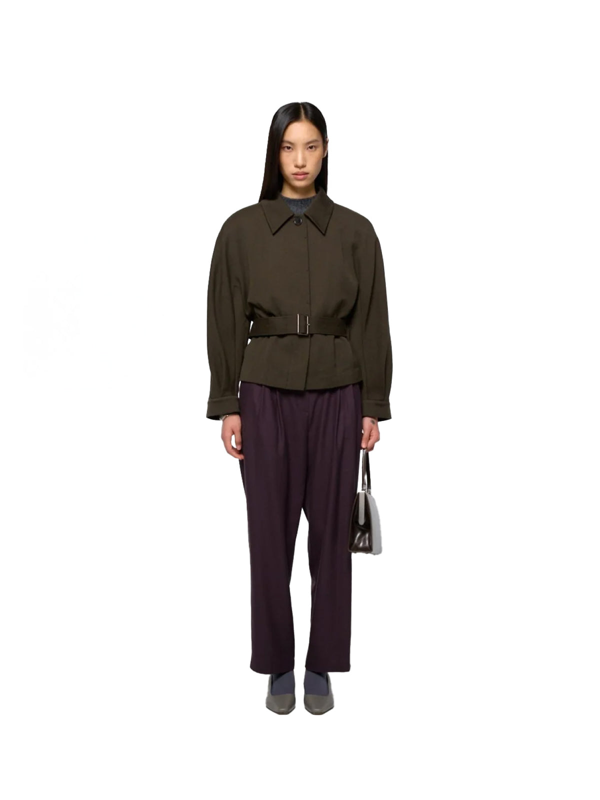 Belted Wool Jacket Brown