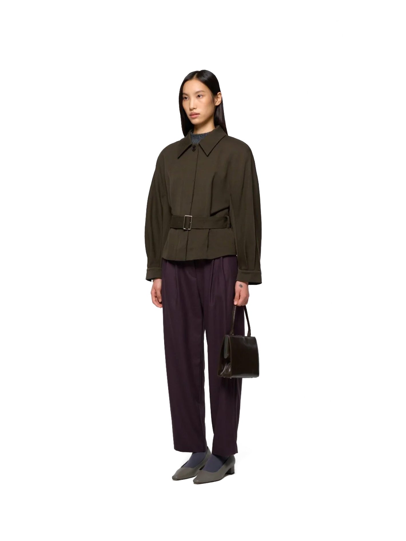 Belted Wool Jacket Brown