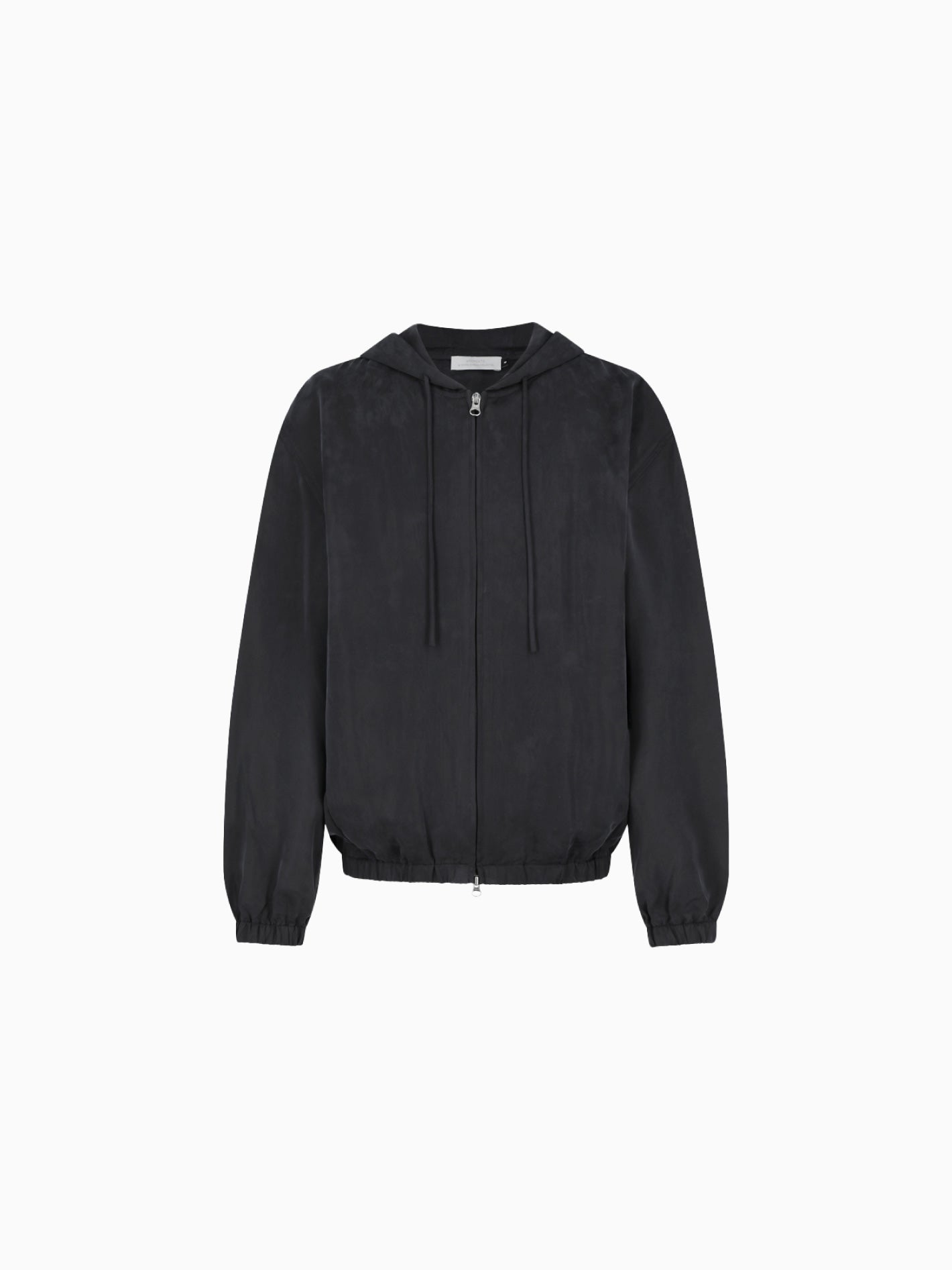 Cupro Hood Zip Up Jumper Black
