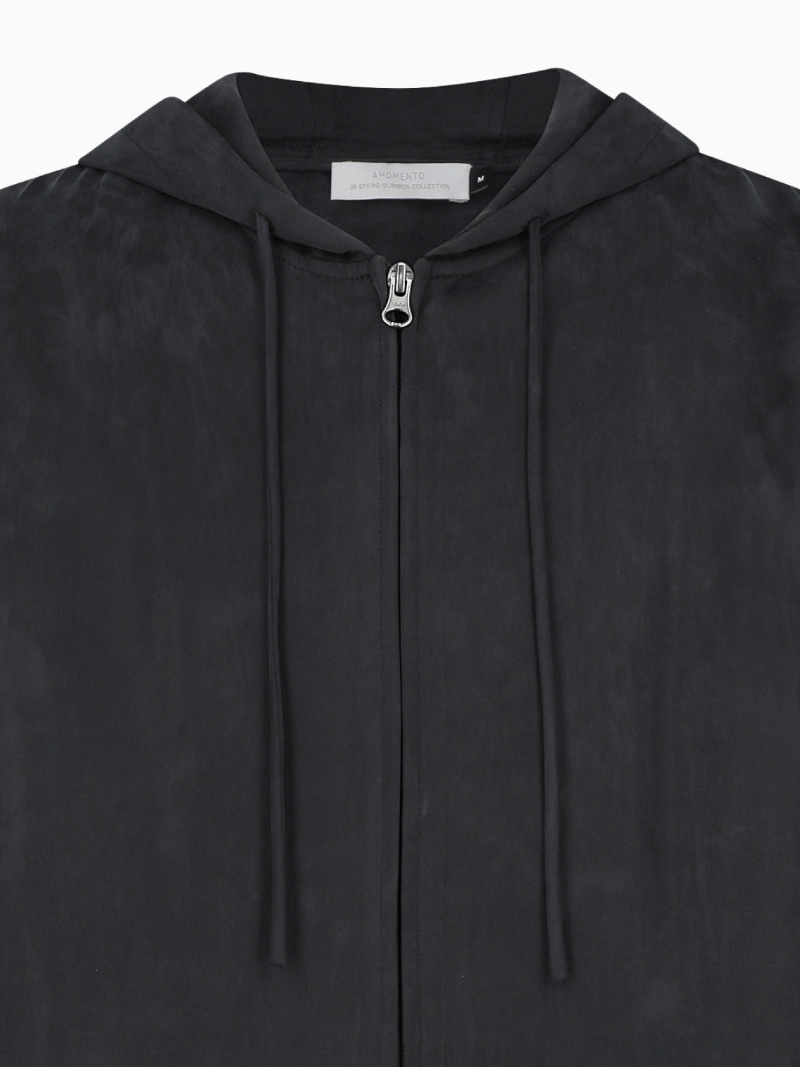 Cupro Hood Zip Up Jumper Black