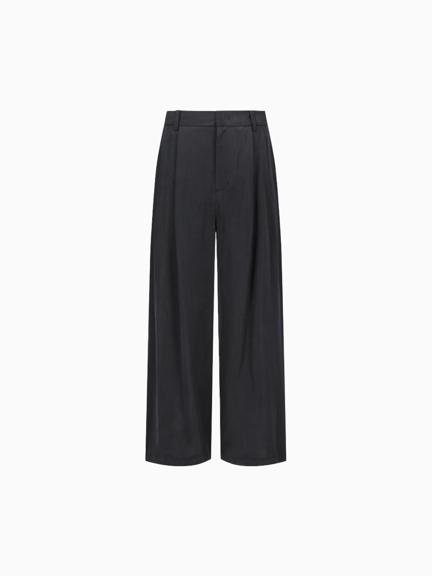 Cupro Two Tuck Wide Pants Black
