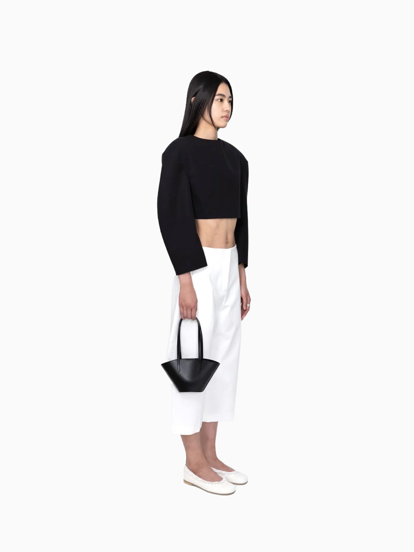 Curved Capri Pants White