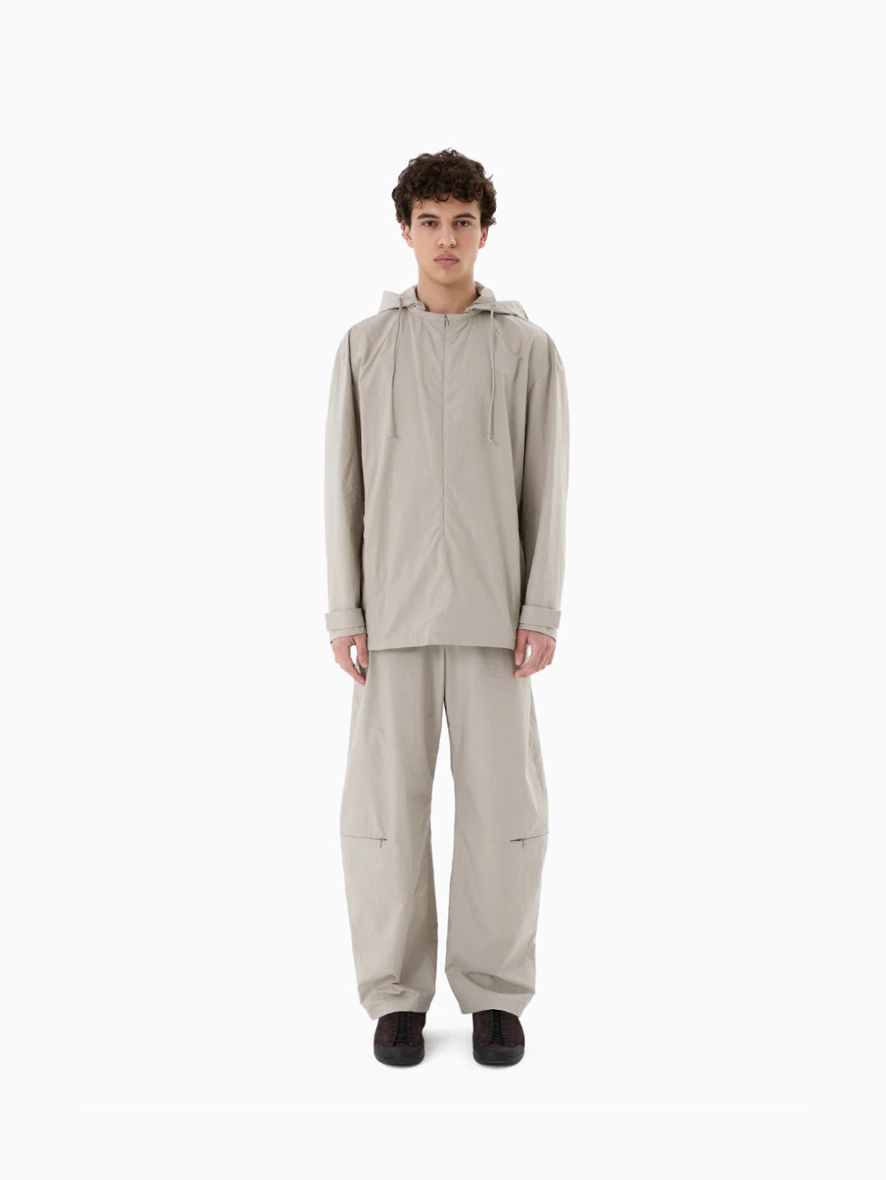 Curved Zip Banding Pants Grey