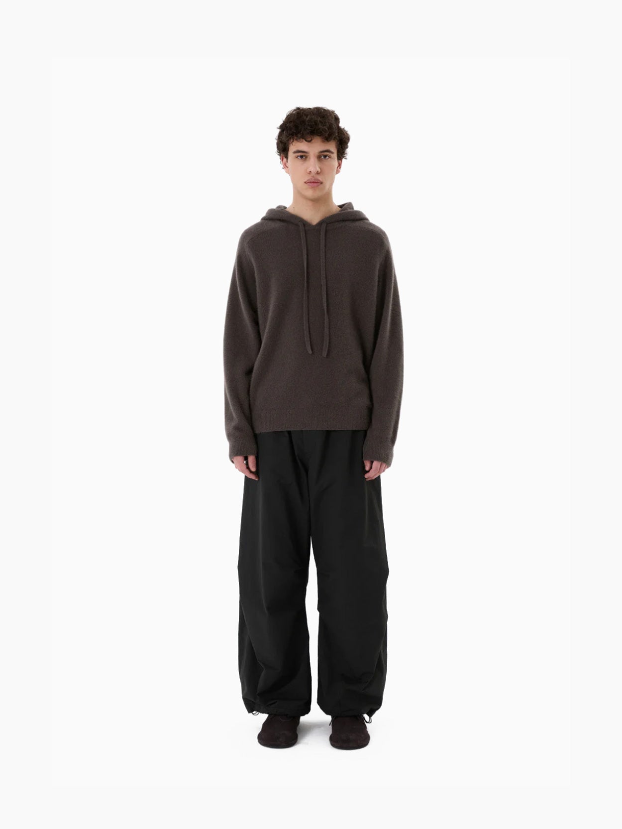 Drawstring Wide Fatigue Pants Black