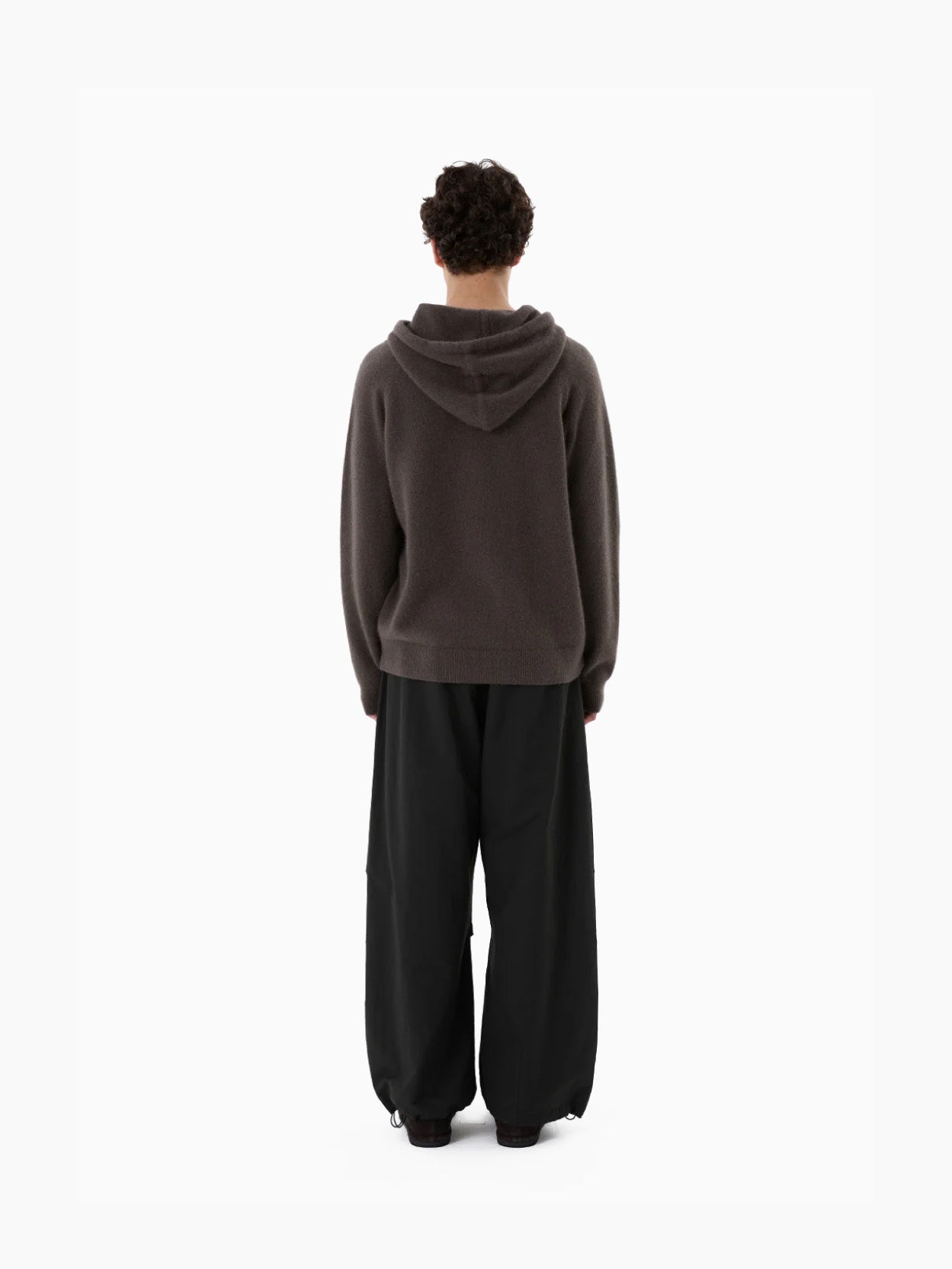 Drawstring Wide Fatigue Pants Black
