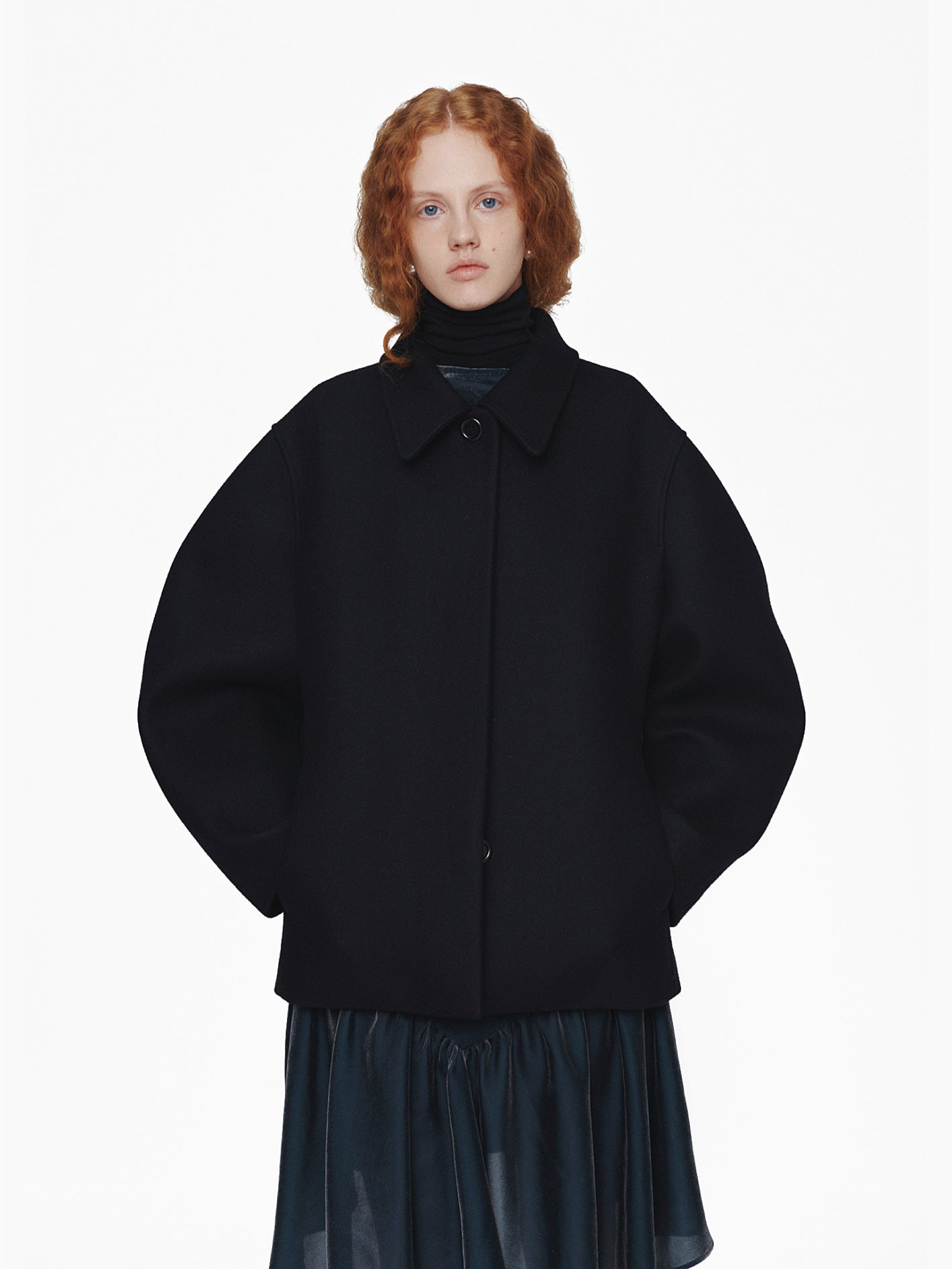【AMOMENTO】24fw HOURGLASS HALF COAT Hourglass Half Coat Black - Bassal Store
