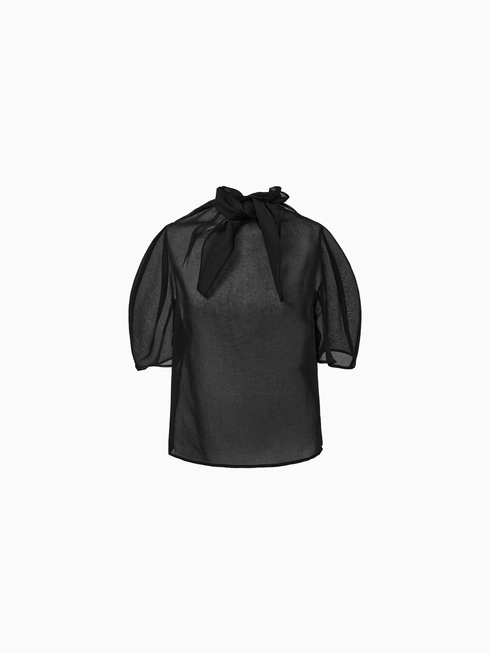 Knotted Collar Top Black