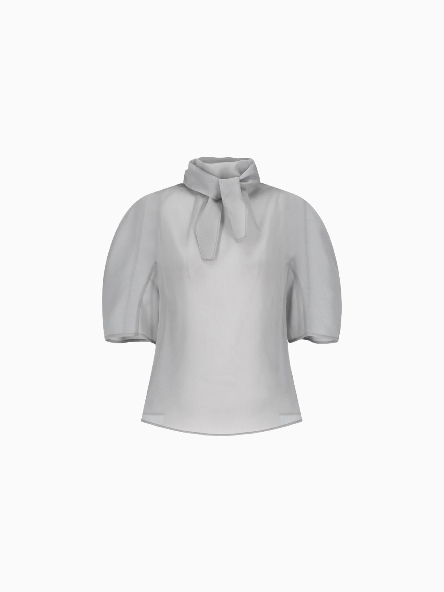 Knotted Collar Top Grey