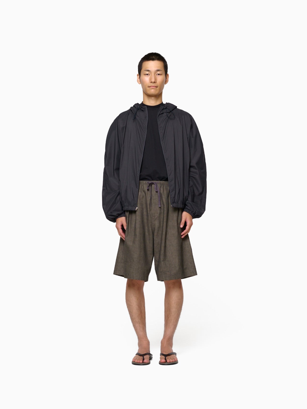 Linen Drawstring Shorts Brown