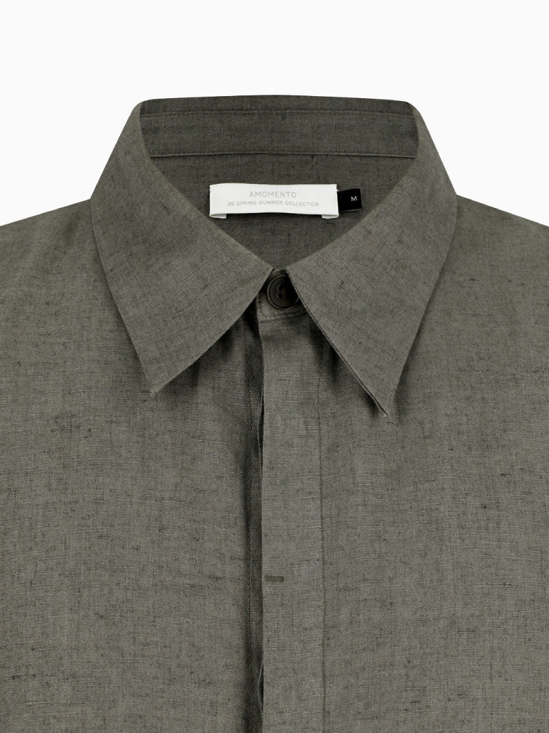 Linen Oversized Shirt Khaki