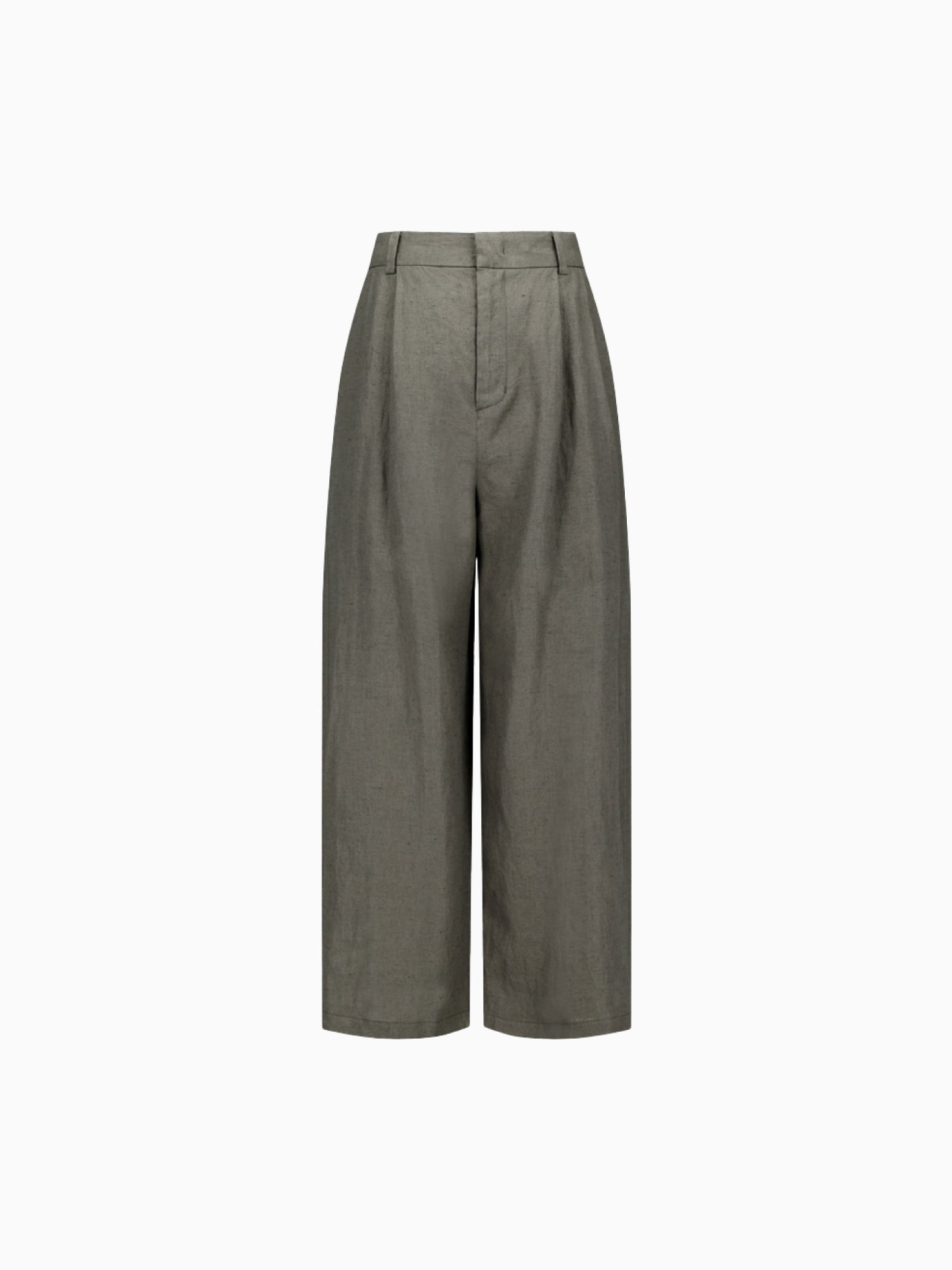 Linen Two Tuck Wide Pants Khaki