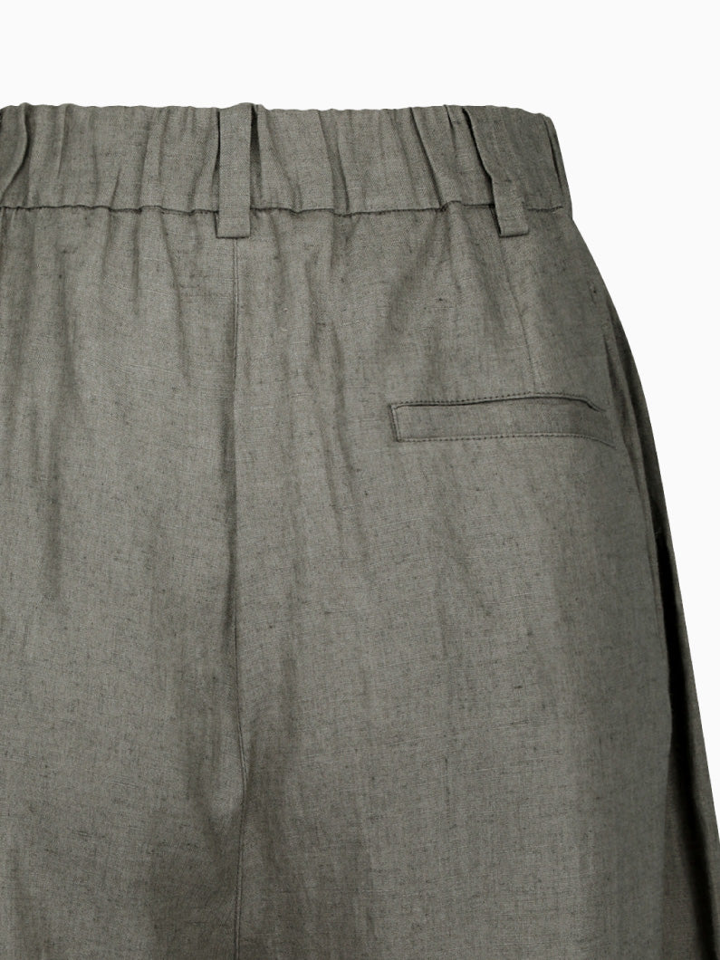 Linen Two Tuck Wide Pants Khaki