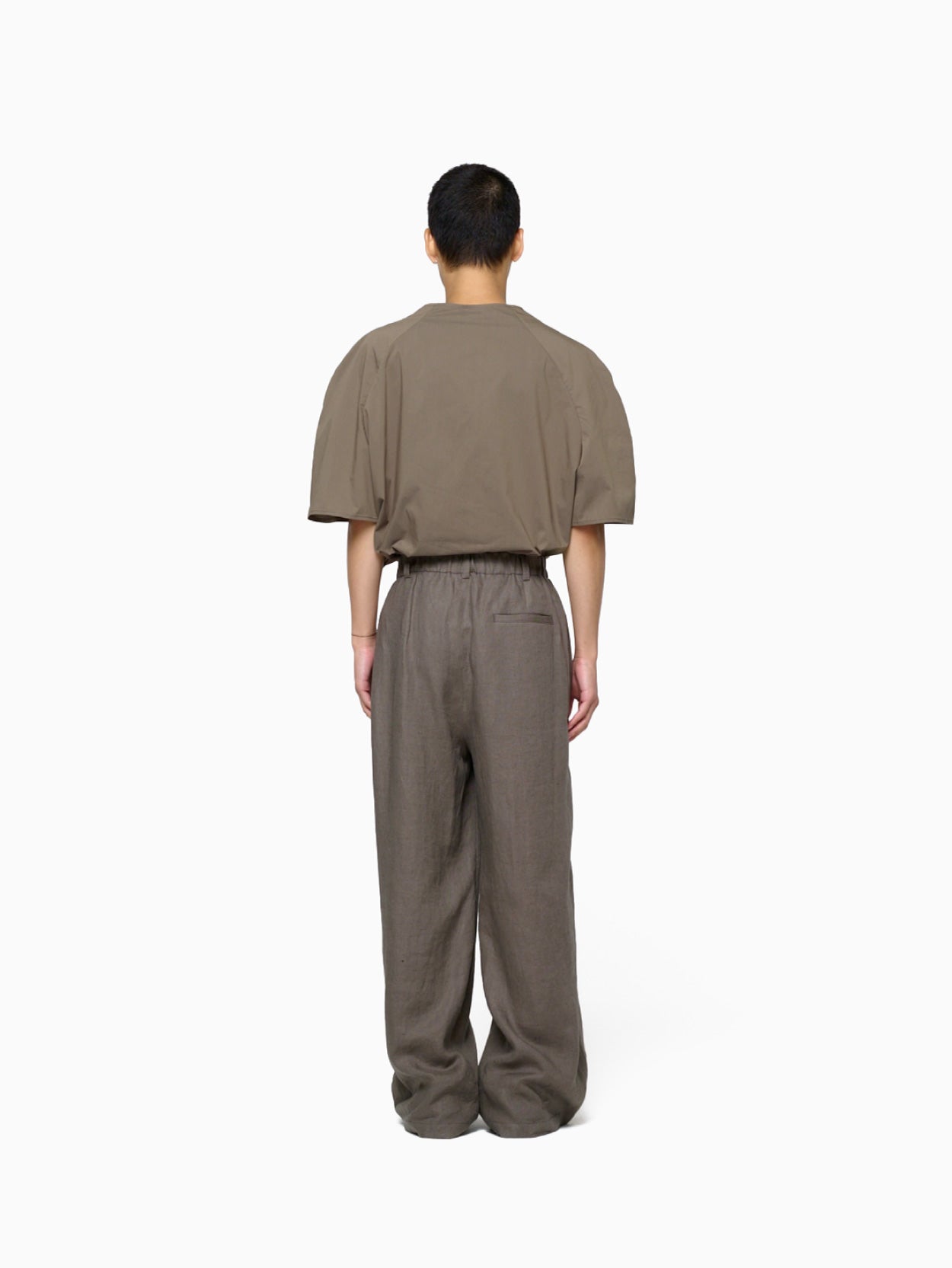 Linen Two Tuck Wide Pants Khaki