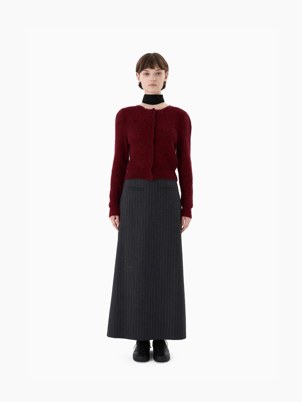 Wool Maxi Long Skirt Stripe