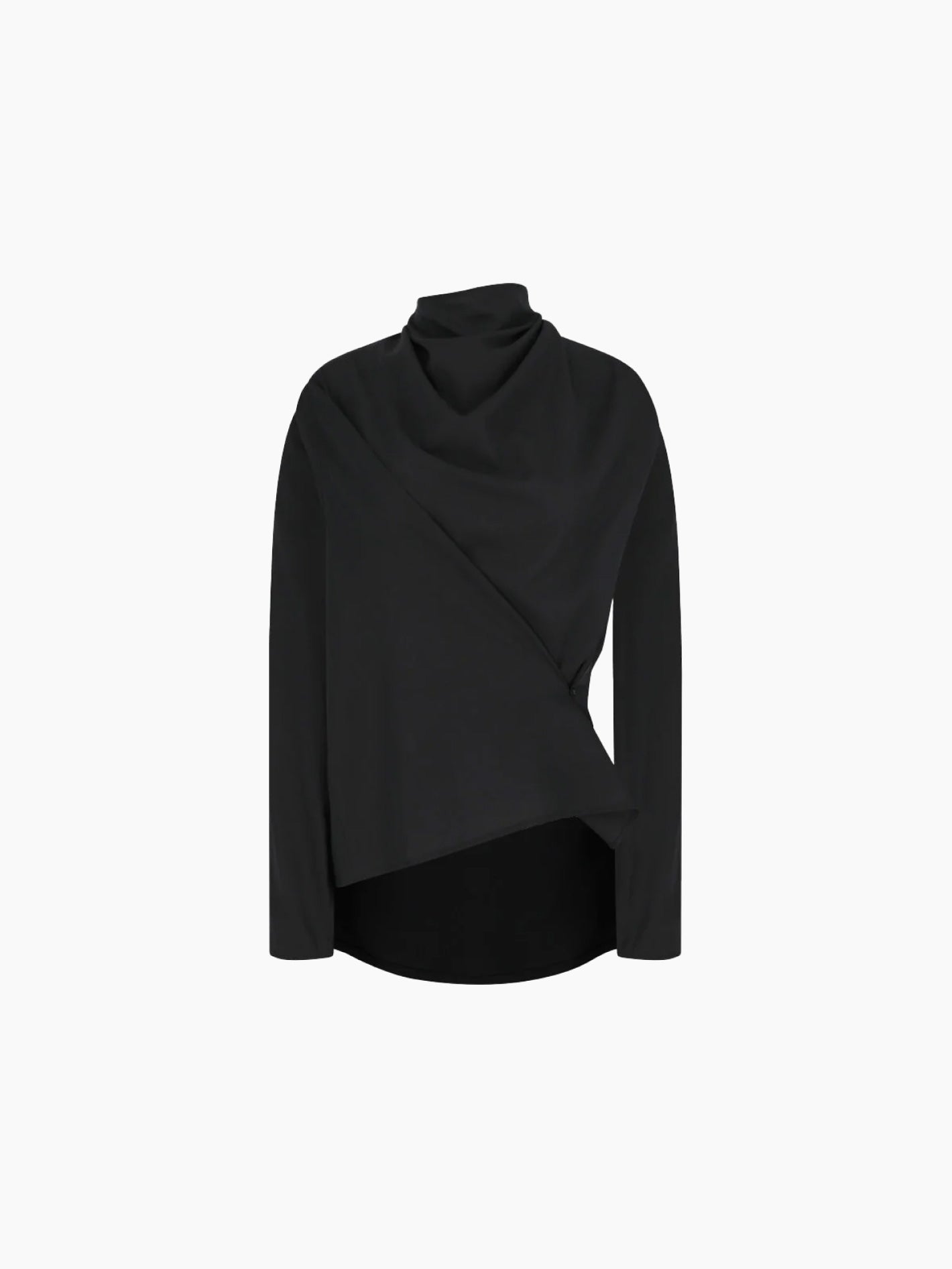 Mock Neck Two Way Blouse Black