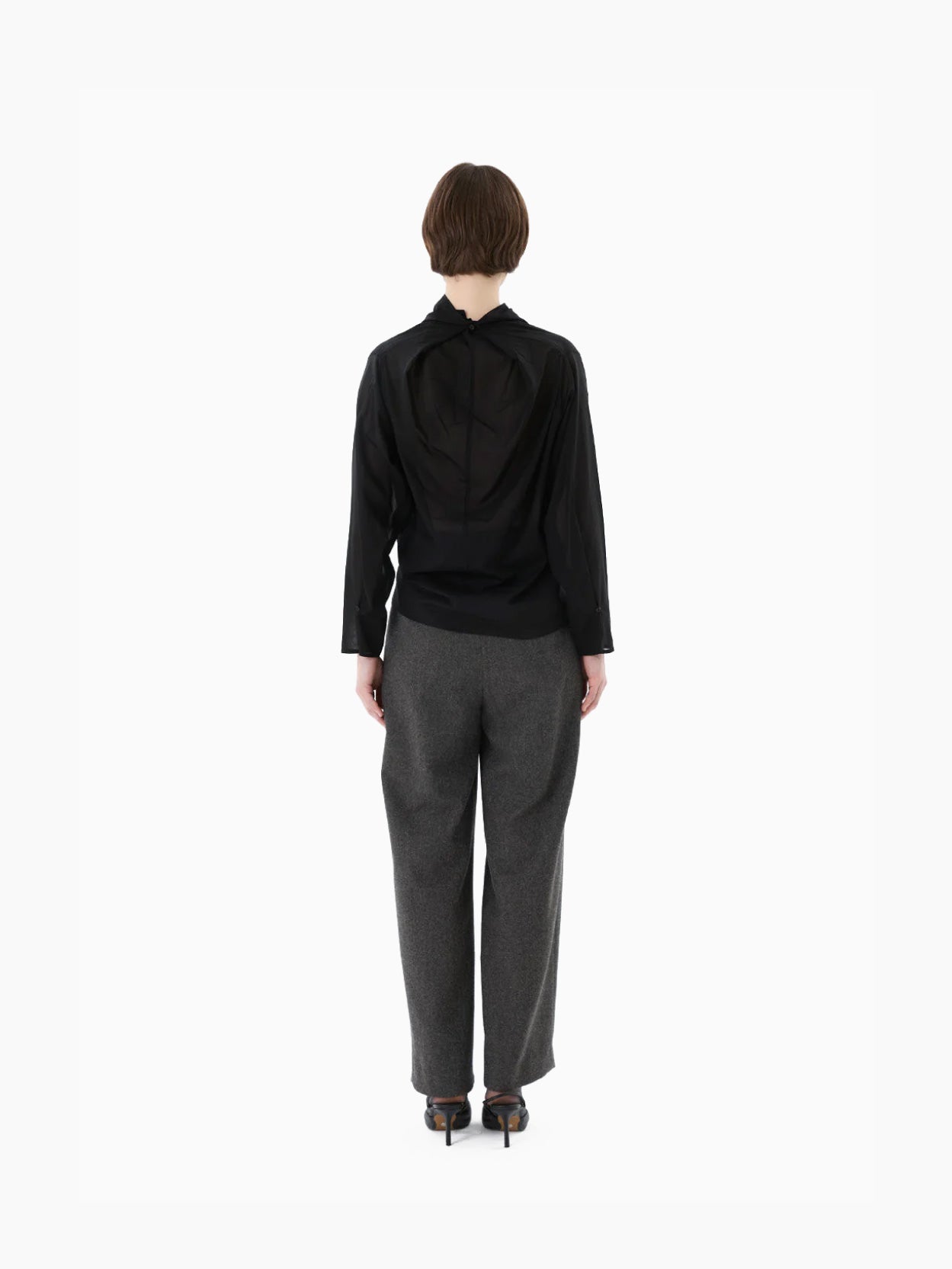 Mock Neck Two Way Blouse Black