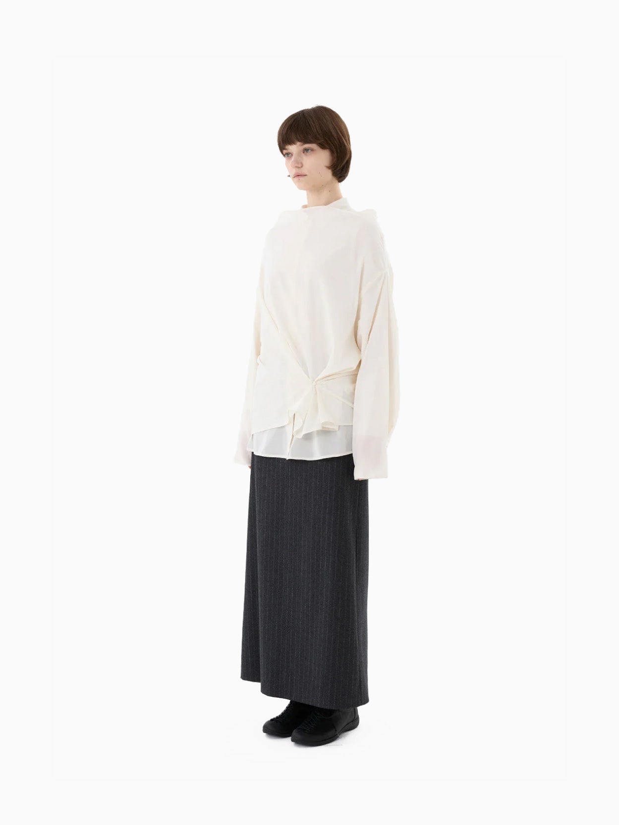 Mock Neck Two Way Blouse Ivory