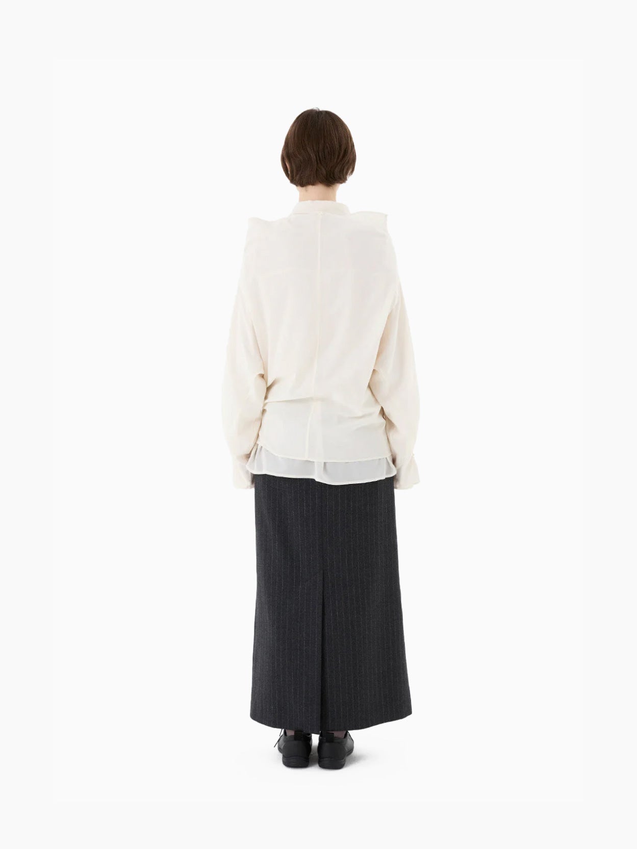 Mock Neck Two Way Blouse Ivory
