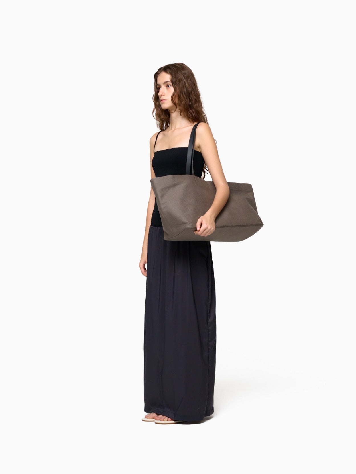 Nylon Knit Maxi Dress Charcoal