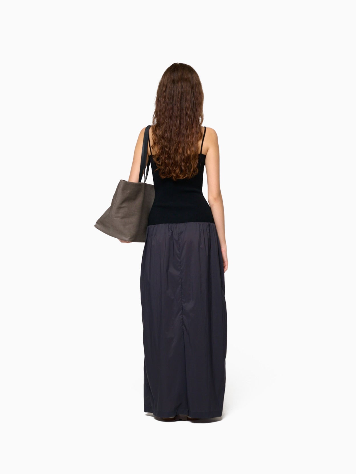 Nylon Knit Maxi Dress Charcoal
