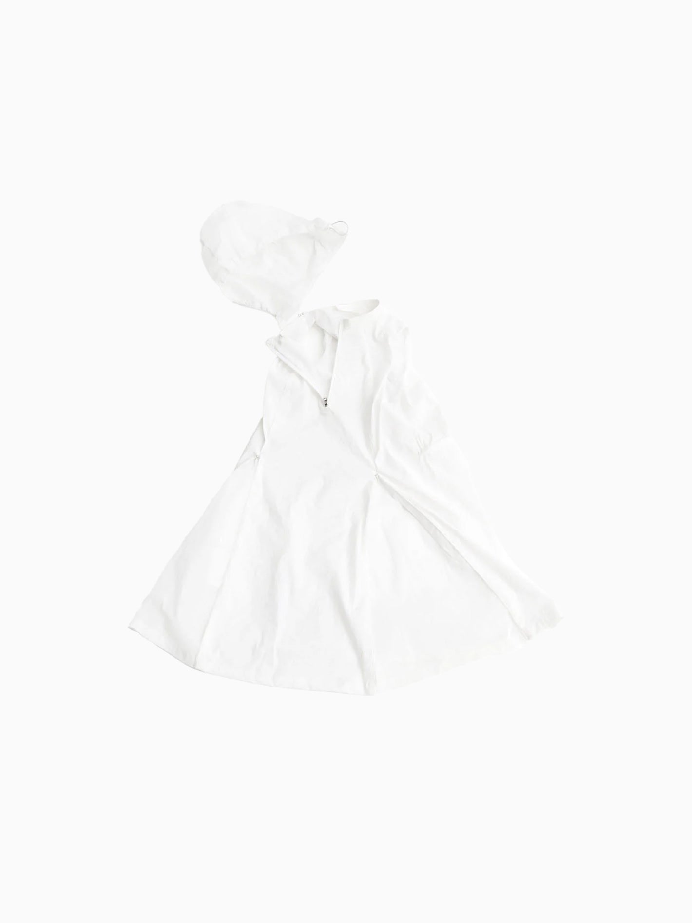 Nylon Hooded Mini Dress White