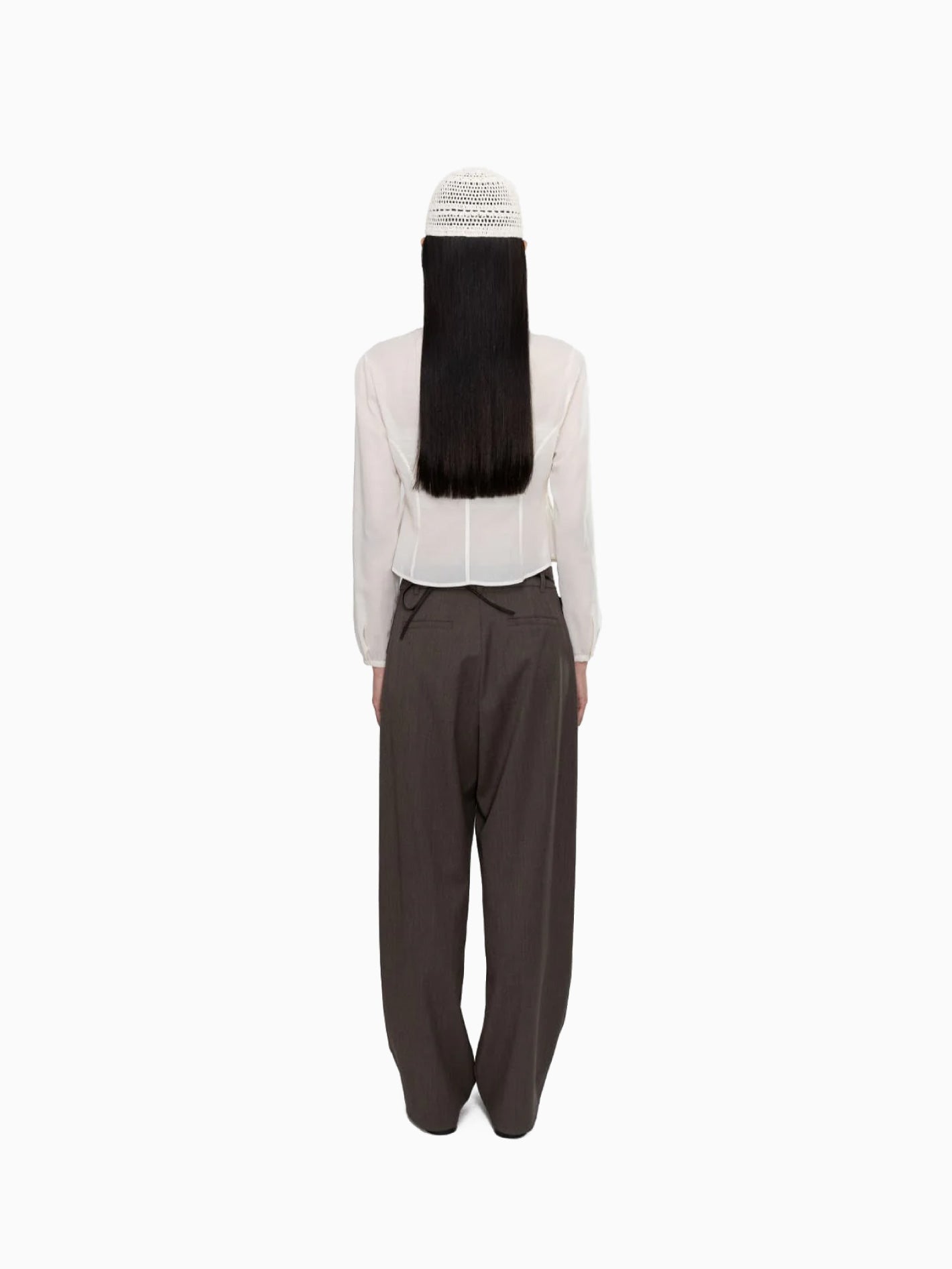 Pintuck Slim Shirt Ivory
