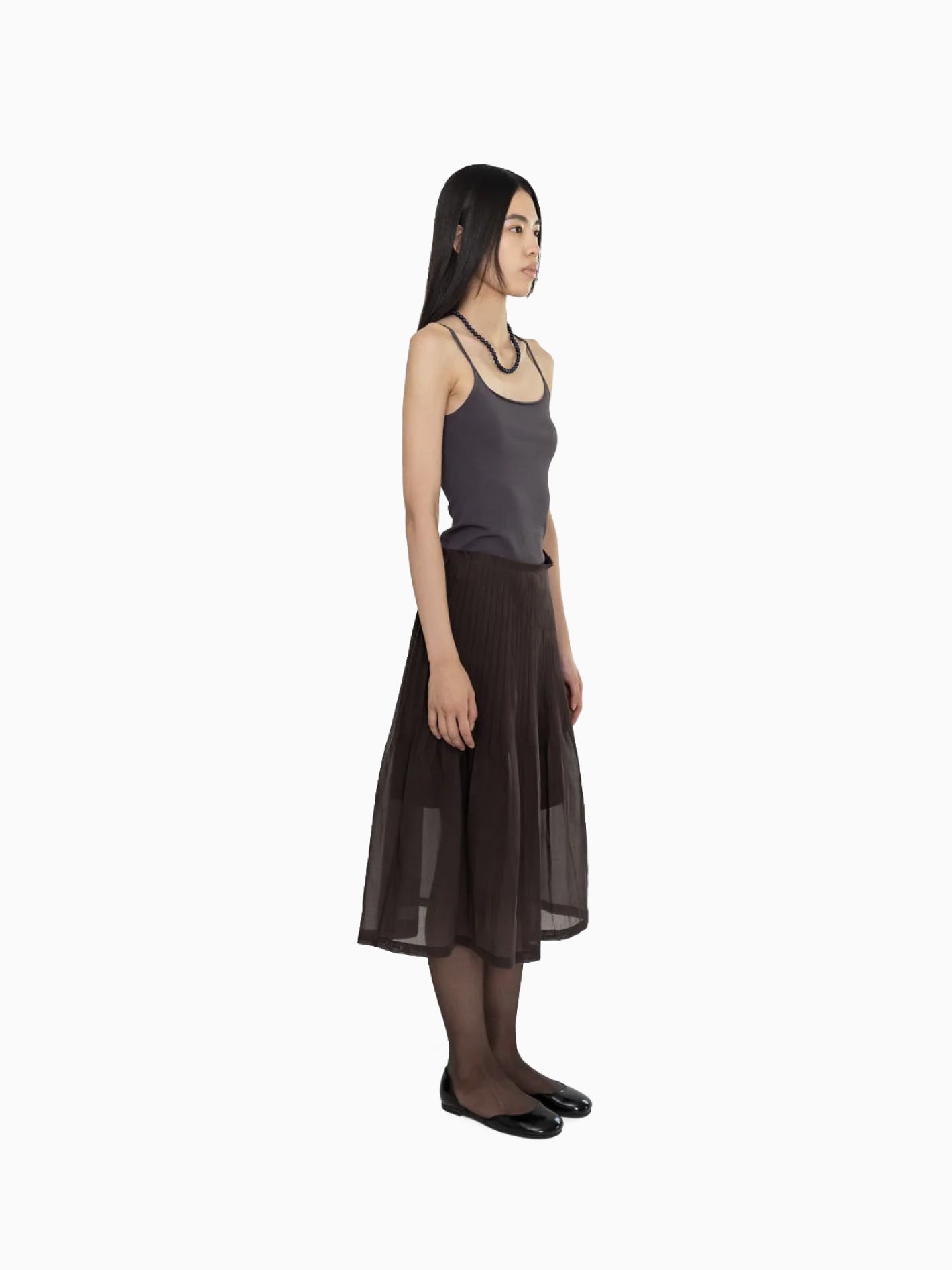 Pleated Midi Skirt Brown
