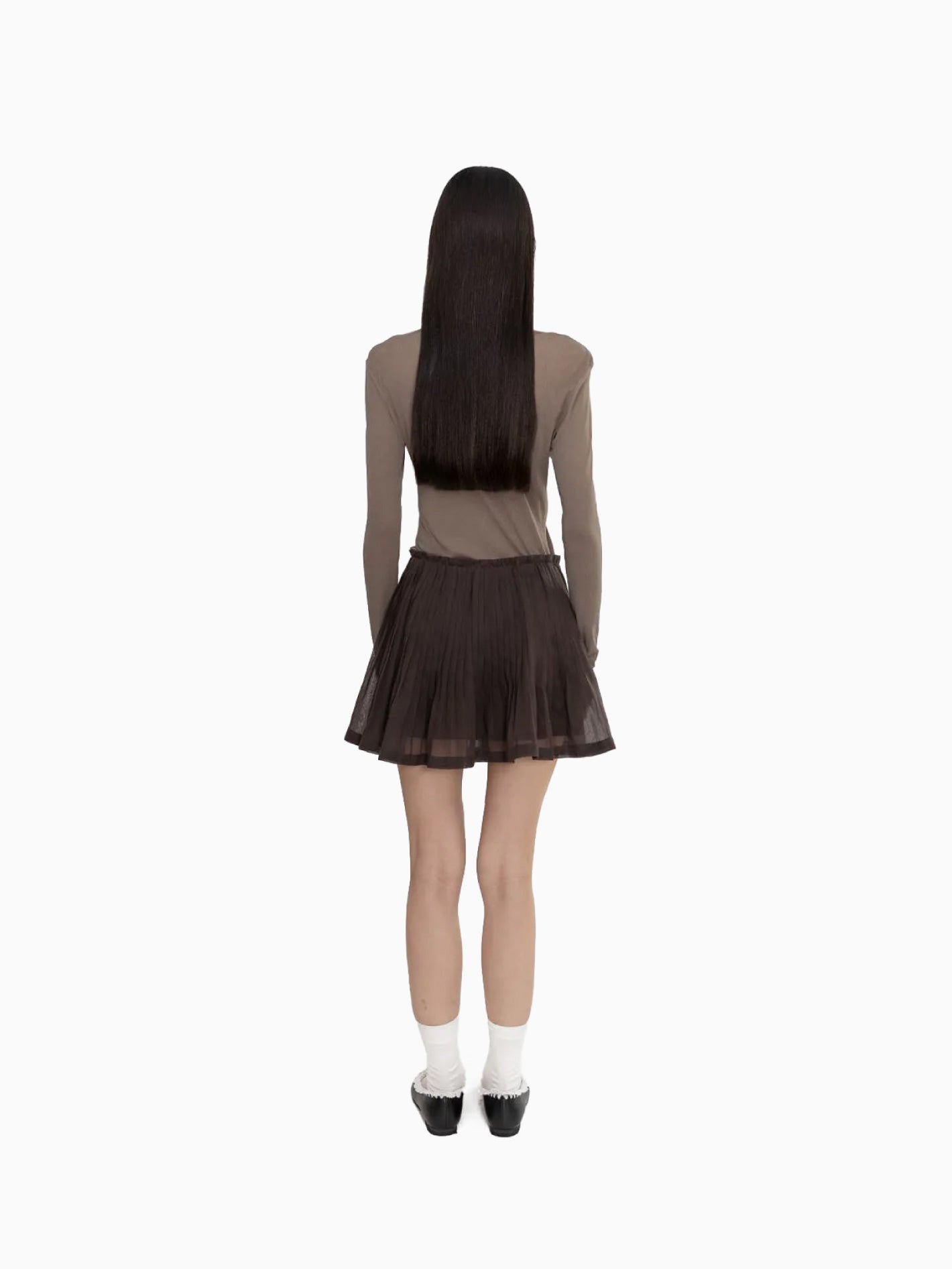 Pleated Mini Skirt Brown