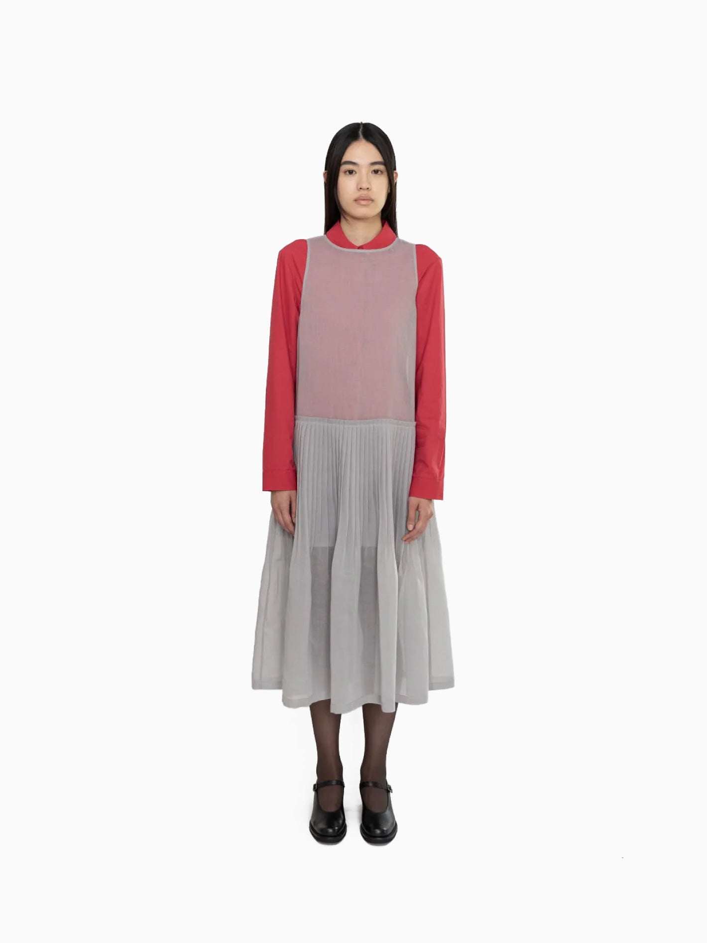 Pleated Sleeveless Dress Grey