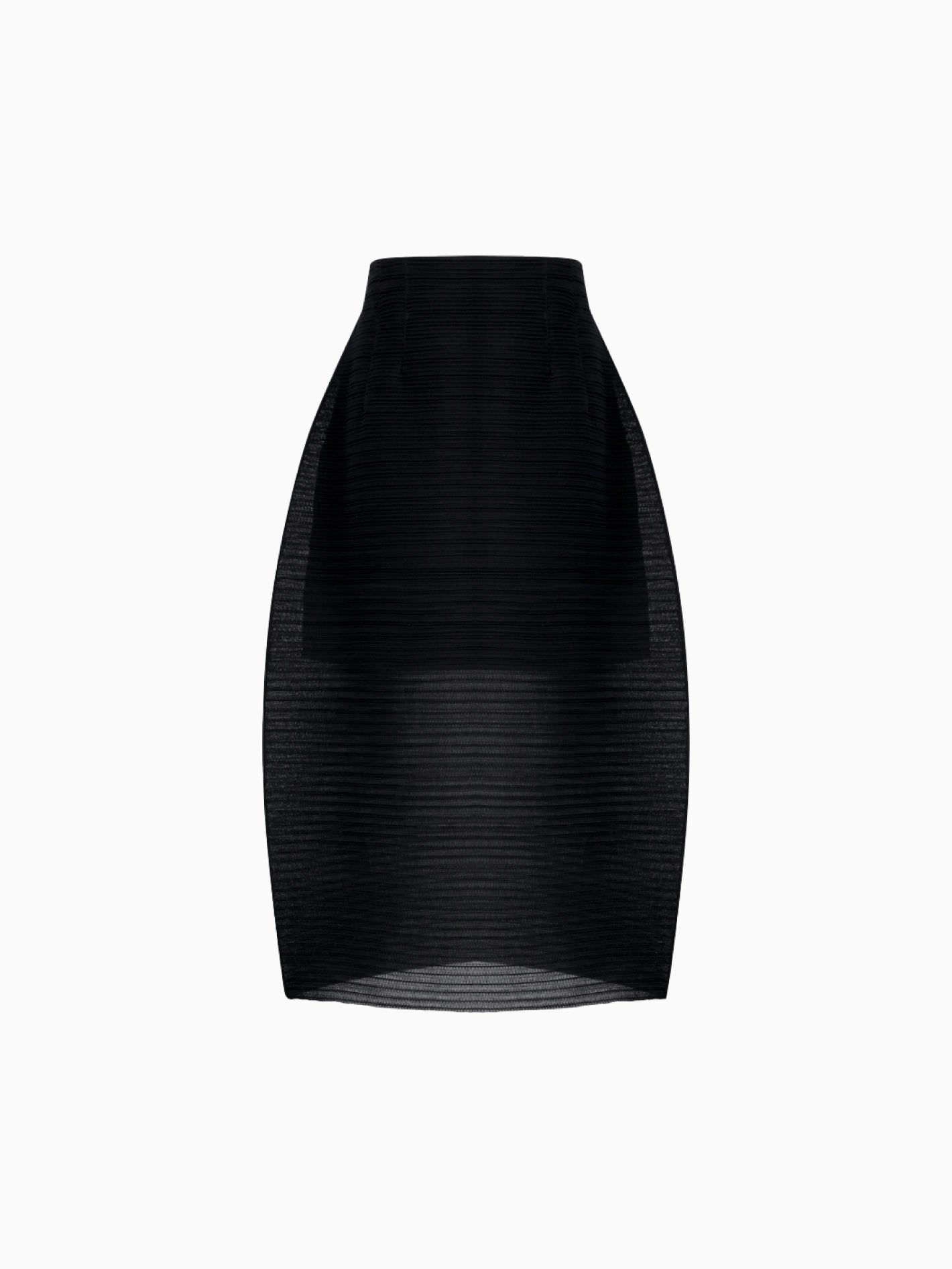 Pleats Curved Skirt Black