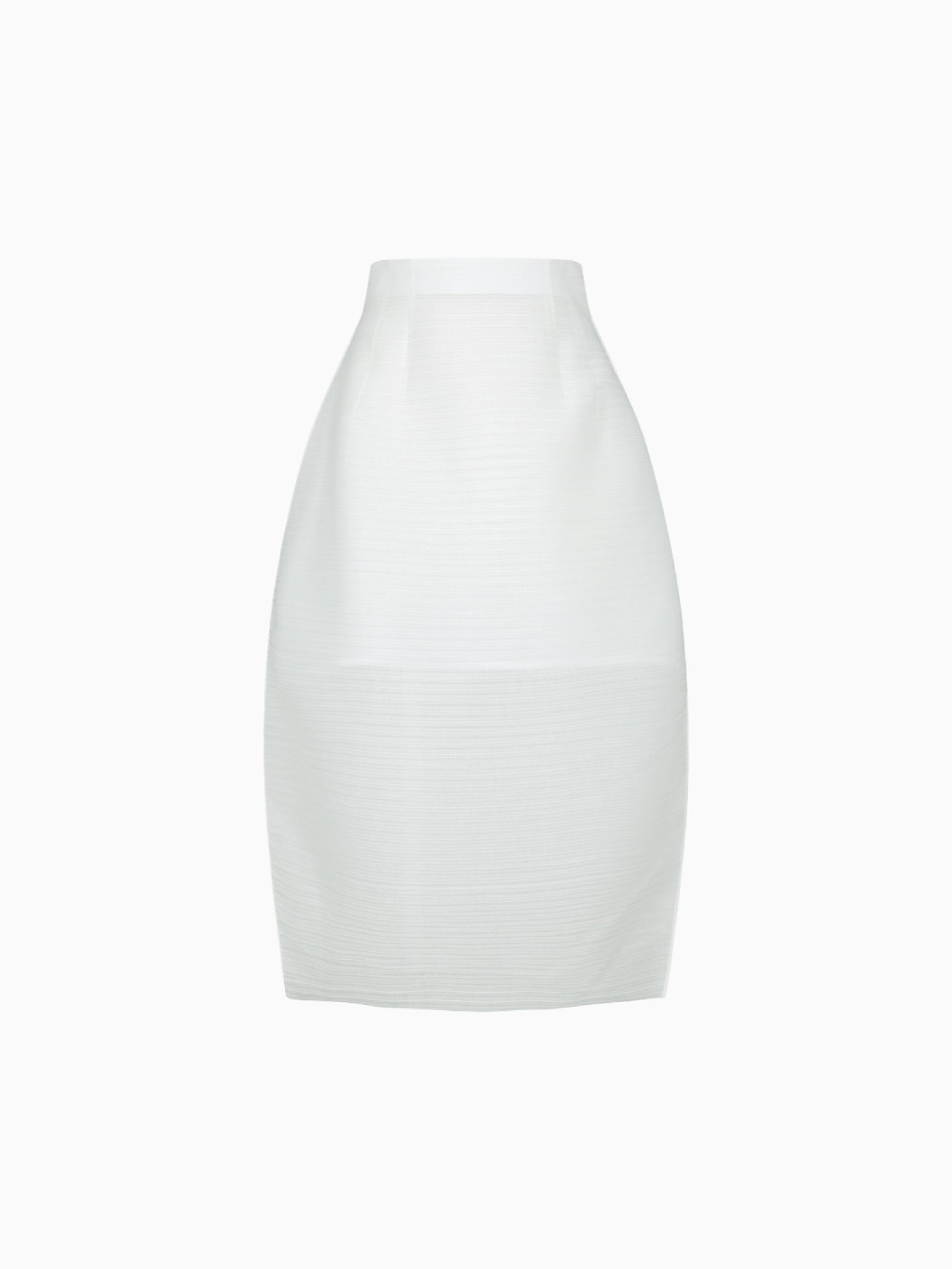 Pleats Curved Skirt White