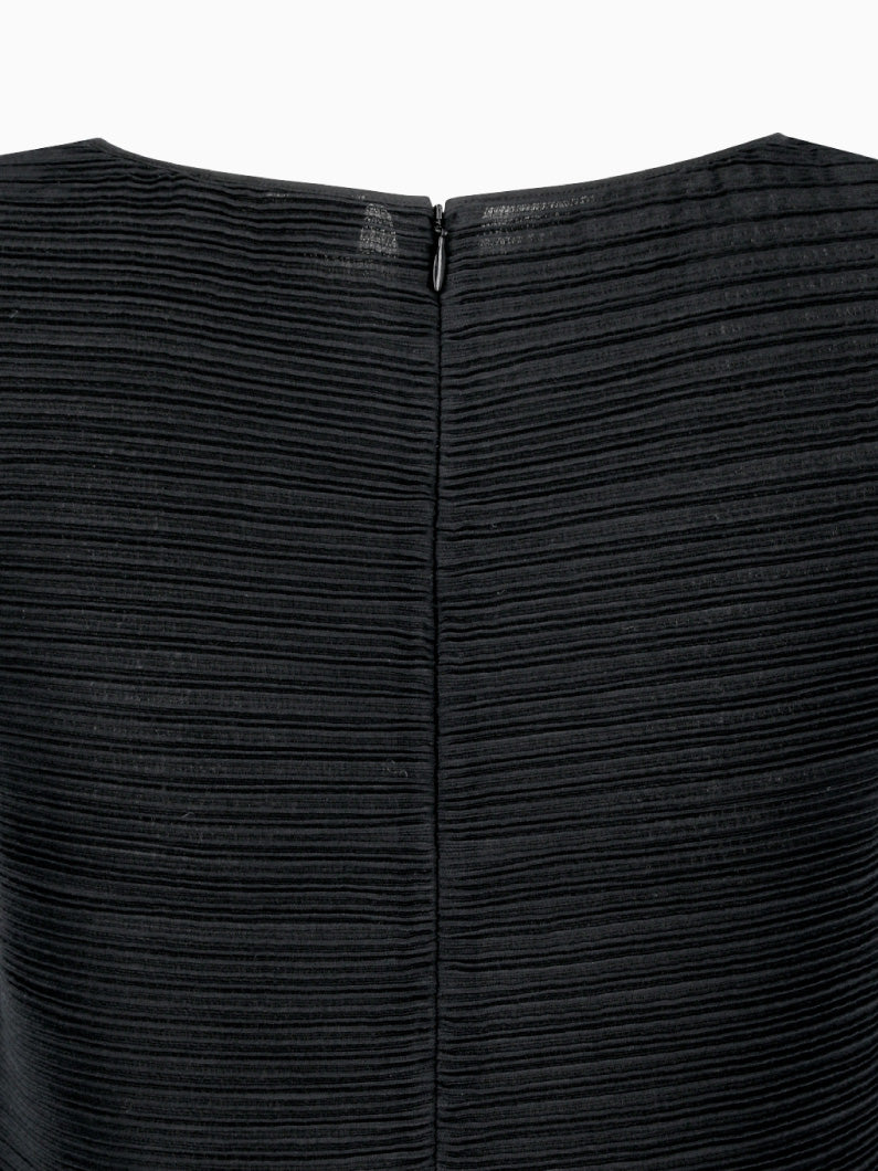 Pleats Hourglass Mini Dress Black