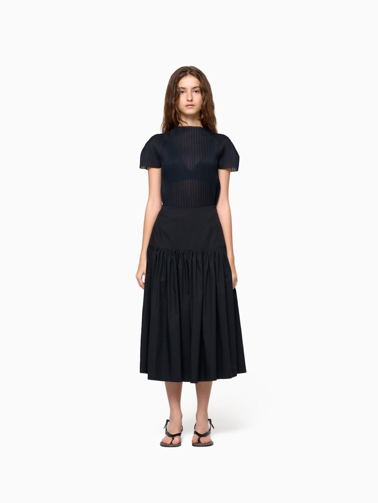 Pleats Raglan Top Black