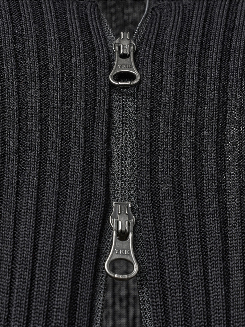 Ribbed Mock Neck Cardigan Black