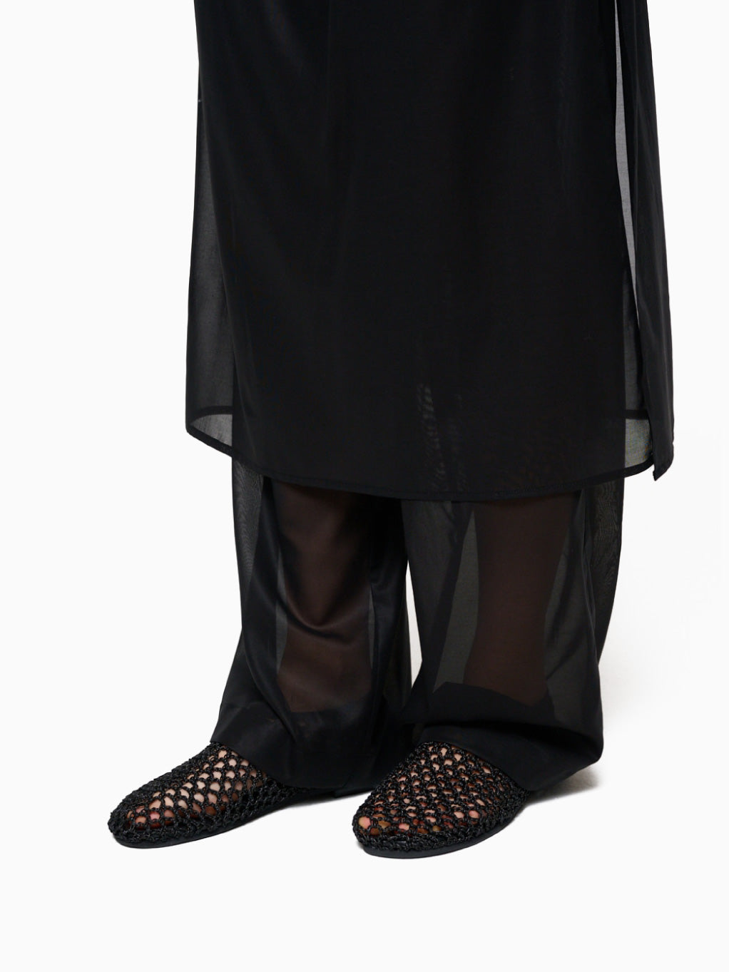 Sheer Layered Pants Black