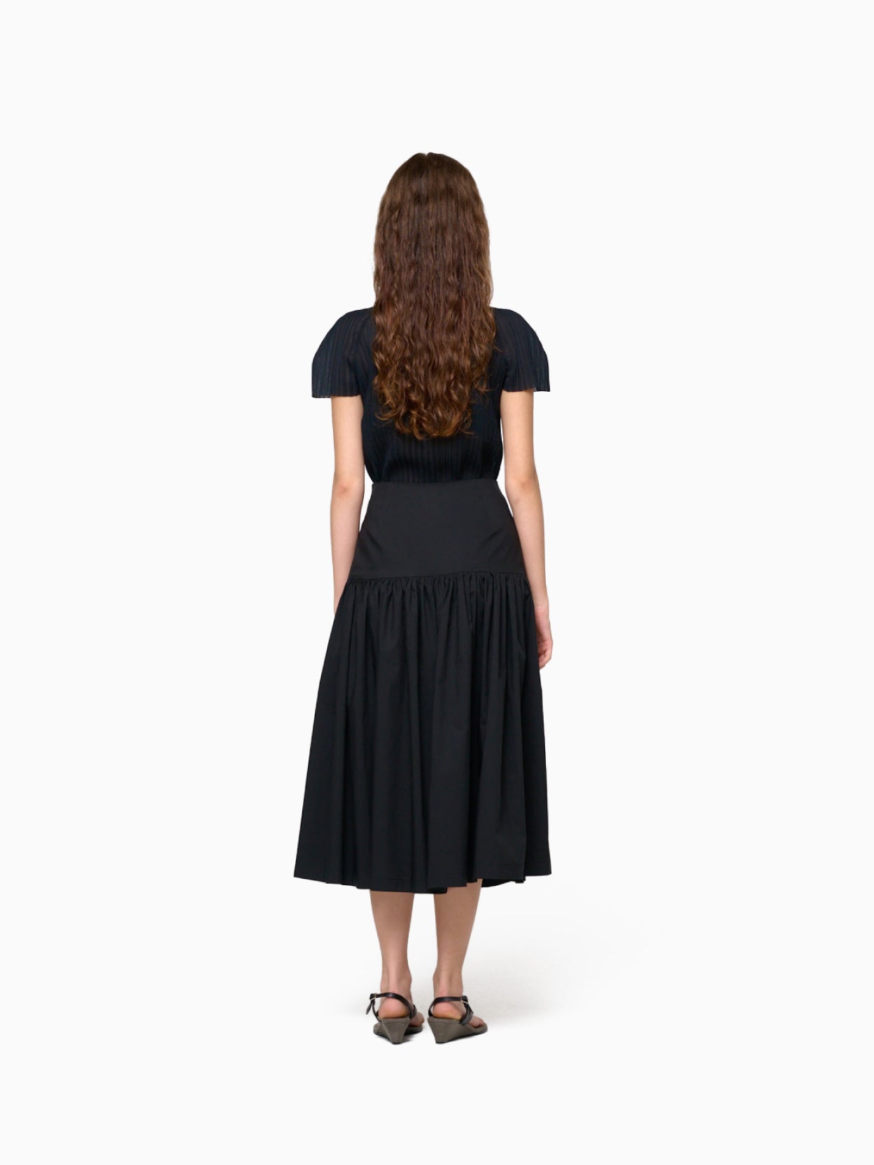 Shirring Culotte Pants Black