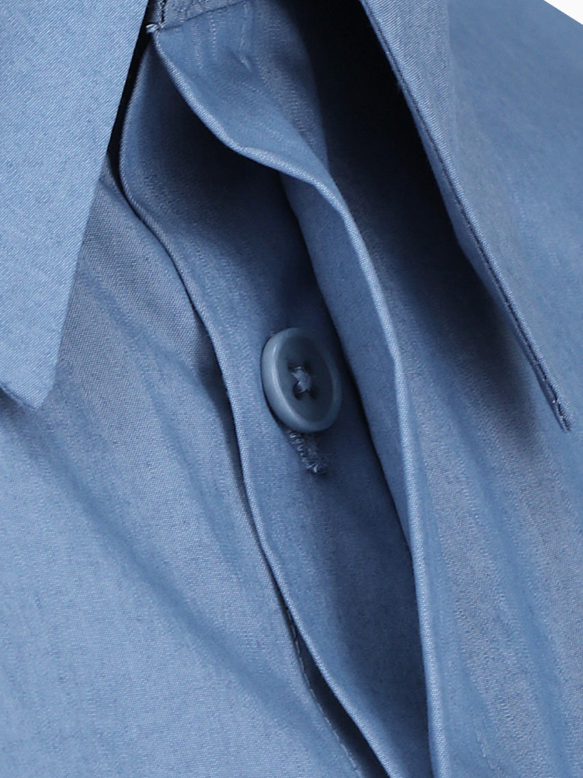 Square Pocket Oversized Shirt Blue