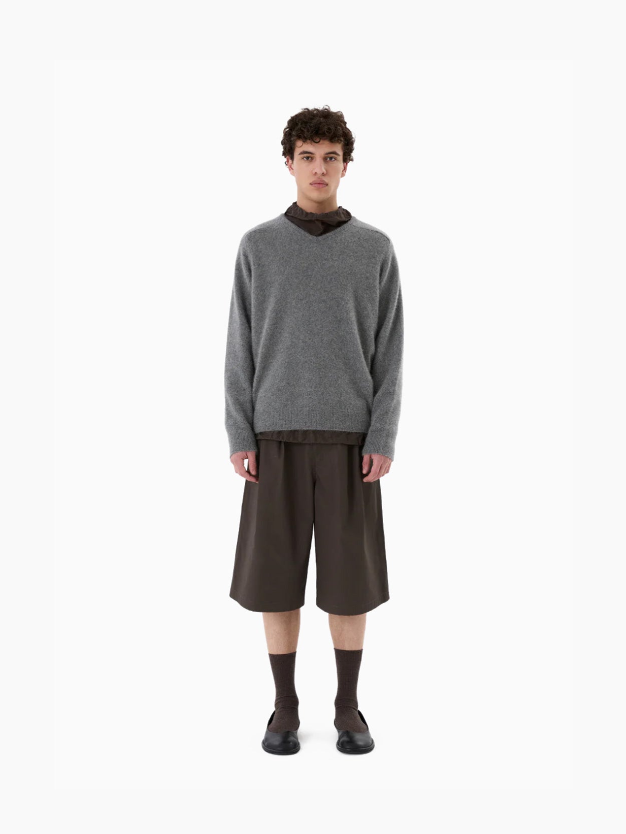Two Tuck Wide Shorts Brown