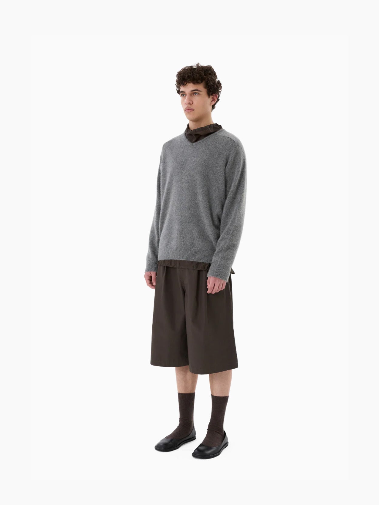 Two Tuck Wide Shorts Brown