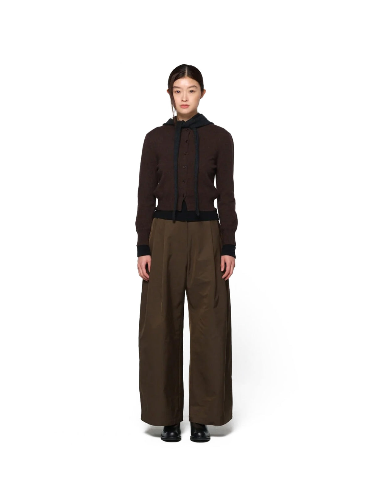 Two Tuck Balloon Pants Dark Brown