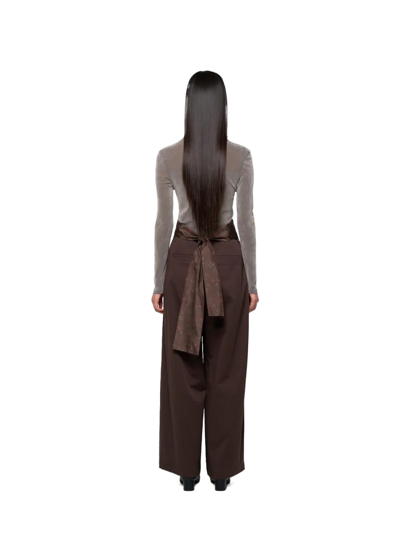 Two Tuck Wide Banding Pants Brown