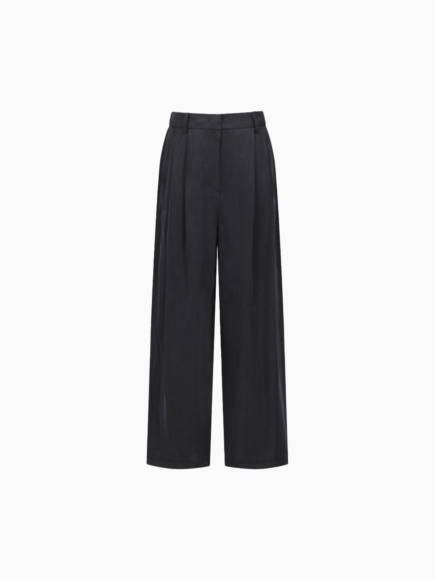 Cupro Two Tuck Wide Pants Black